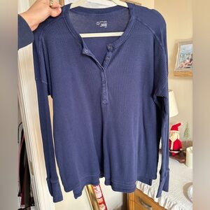 Aerie OFFLINE Waffle Knit Henley Top